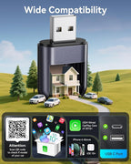 Wireless Carplay Adapter for iPhone Newly Upgraded, Ultra-Mini USB Design Wired to Wireless for Apple Car Play, Stable Low-Lag GPS Plug & Play for iOS 10+ & Cars from 2016+ (Starry Sky)