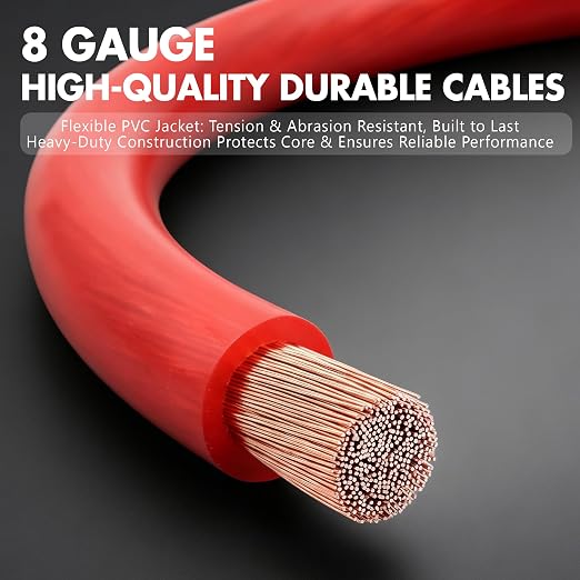 8 Gauge 1200W Amplifier Wiring Kit Complete Amp Installation Kit with LC-1 Remote Bass Control Knob,RCA & Speaker Cables,60A AGU Fuse Holder,Power & Ground Cable for Car Audio Subwoofer Stereo System