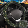 Botanical Flowers Berries Leaves Steering Wheel Cover for Women, Anti-Slip Car Steering Wheel Cover with 2 Pcs Cup Holders Neoprene Breathable Car Accessories Universal 15 Inch Auto Interior Decor