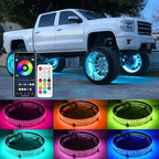 4PCS 15.5inch RGB LED Wheel Rim Lights with Bluetooth and Remote Control,Wheel Ring Light Kits with Turn Signal and Braking Function Tire Lights for Pickup Truck SUV Car (15.5inch)