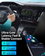 Wireless Carplay Adapter for iPhone Newly Upgraded, Ultra-Mini USB Design Wired to Wireless for Apple Car Play, Stable Low-Lag GPS Plug & Play for iOS 10+ & Cars from 2016+ (Starry Sky)