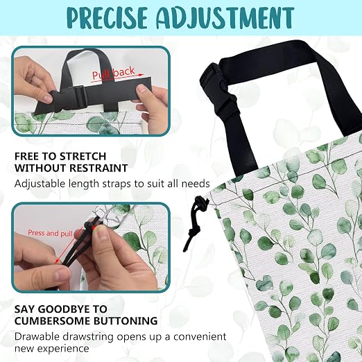 Car Garbage Bag Watercolor Green Leaves Hanging Canvas Car Trash Bag Drawstring Car Back Seat Organizer for Car Back Front Seat Console with Adjustable Buckle