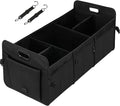 Multi Compartments Collapsible Car Trunk Organizer, 600D Waterproof Oxford Polyester 50L Car Storage with Adjustable Strap & Anti-slip Bottom, for SUV, Truck, Black New