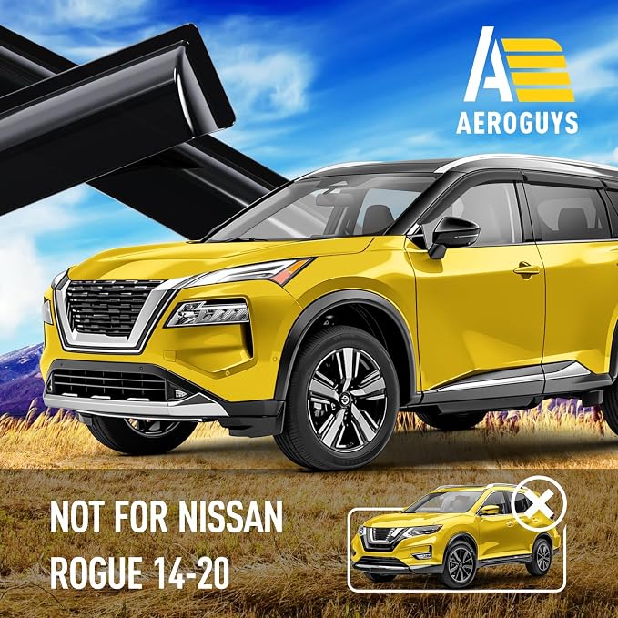 Extra Durable Window Deflectors Tape-On Window Visors Rain Guards Fit for Nissan Rogue 2021-2026, Sun Visors, Wind Vent for Shades, Exterior Car Accessories - 6pcs. AG0528