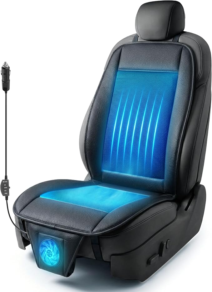 Cooling Car Seat Cushion 12V Black Automotive Adjustable Temperature Comfortable Car Seat Cooling Pad, Cooling Car Seat Cover for Car SUV Truck Universal Fit