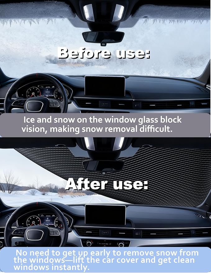 Windshield Snow Cover,Oxford Fabric Winter Frost Cover with Side Window and Rearview Mirror Protector, Extra Large Magnetic Frost Guard Windshield Cover for Most Cars,SUV,Sedan,Truck (Green)