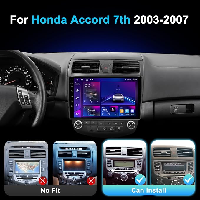 Car Radio Stereo for Honda Accord 7th Gen 2003-2007, 10.2 Inch IPS Touchscreen Android 13 64GB, Wireless CarPlay Android Auto, Plug and Play, 1080P Backup Camera, 5G WiFi, GPS, SWC, AM/FM Radio