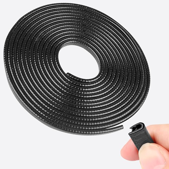 20Ft (6.1m) Car Door Edge Guards, U-Shaped Black Car Door Protector, Automotive Door Entry Guard Fit for Most Vehicles, Built-in Metal Clips, No Need Adhesive, Easy to Cut