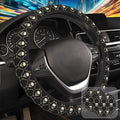 Skulls and Bones Steering Wheel Cover for Women, Anti-Slip Car Steering Wheel Cover with 2 Pcs Cup Holders Neoprene Breathable Car Accessories Universal 15 Inch Auto Interior Decor