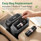 Car Trash Can with Lid, Waterproof Push-Open Garbage Box with 30 Trash Bags, Portable Hanging Door Side Storage Bucket, Large Capacity Organizer for Most Cars Trucks Vans (Black)