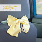 2 PCS Bow Pearl Car Seat Headrest Hook – Cute Purse Hook for Car, Girly Interior Decoration Accessories Hook Hanger, Seatback Holder for Purses & Bags, Elegant Car Organizer (Pearl White)