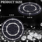4PCS Bling Crystal Rhinestone Cup Holder Coaster, 2.75 inch Soft Silicone Anti-Slip Shockproof, Car Cup Holder Insert Coasters, Universal Car Interior Accessories for Women (Black & White)