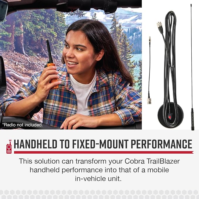 Cobra GMRS Road Trip Antenna Full Kit with Accessories for Vehicle Use - in-Vehicle GMRS Antenna Kit for GMRS Mobile and Handheld Radios, Improved Range and Mobile Capability