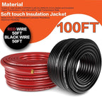4 Gauge Wire (50ft Each - Red/Black) Copper Clad Aluminum CCA with Cable Cutter,Lugs Terminal Connectors and Heat Shrink Tube - Battery Power/Ground Cable,Car Audio Speaker,RV Trailer Amp Wiring kit