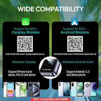 2026 [2-in-1] Latest Wireless CarPlay & Android Auto Adapter, Converts Wired to Wireless, Fast Auto-Reconnect, Dual-Band 5GHz WiFi + Bluetooth 5.3, USB-A & USB-C Compatible, Mini Design