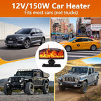 12v 200W Car Heater, Portable Car Heater and Defroster, Windshield Defogger, 12 Volt That Plugs Into Cigarette Lighter, Calenton para Carro, 360° Rotation (Black)