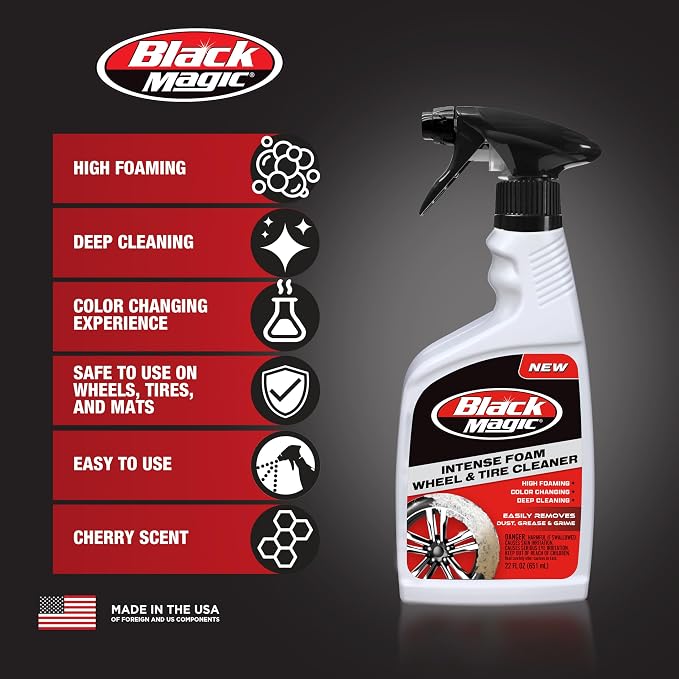 120228 Intense Foam Wheel & Tire Cleaner, High-Foaming Formula for Deep Cleaning, Removes Dirt, Grime & Brake Dust – Safe on All Wheels, 22 Fl Oz