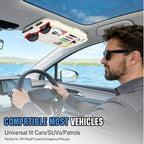 Car Sun Visor Organizer, Tactical Car Accessories with Zipper Storage Pouch, Glasses Clip Card Sleeve Pocket, Multi-Pocket Visor Organizer Fits Most Cars, SUVs, Trucks