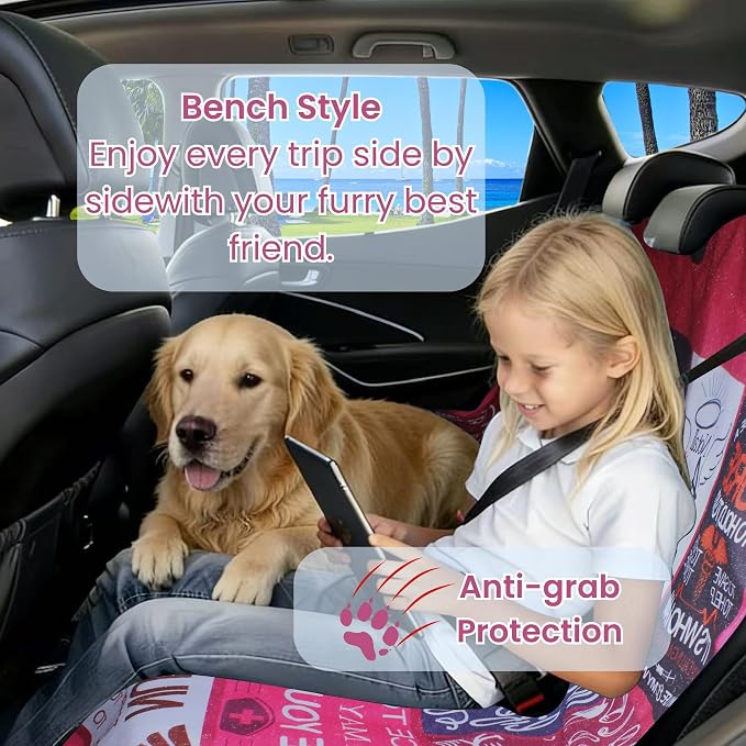 Waterproof Back Seat Cover for Dogs and Kids, Car Seat Protector Under Baby Car Seat, Child and Dog Car Seat Cover Blanket for Rear Bench(Nurse Gift, Rear Bench Seat Towel)
