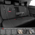 Leather Bling Seat Covers Full Sets 16 pcs, Bling Diamond Car Accessories Set for Women, Sparkly Rhinestone Steering Wheel Cover, Glitter Cute Car Interior Sets for Women Girl, Black Diamond