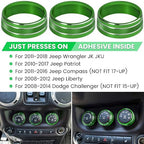 Audio Air Conditioning Button Cover Decoration Twist Switch Ring Trim for Jeep Wrangler JK JKU Patriot 2011-2018, Compass 11-16, Liberty 08-12, Dodge Challenger 08-14 Interior Accessories (Green)
