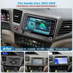 5G WiFi Upgrade Android 15 Car Radio for Honda Civic 2012 2013 2014 2015, 7 Inch IPS Touch Screen with Wireless CarPlay Android Auto, GPS/Bluetooth/FM/SWC/Type C/1080P Backup Camera, 4+64G
