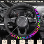 Rainbow Leopard Steering Wheel Cover,Cheetah Spots Elastic Non-Slip Steering Wheel Protector,Auto Interior Decor for Women Girls,Universal 15" Fit for Sedans,Trucks