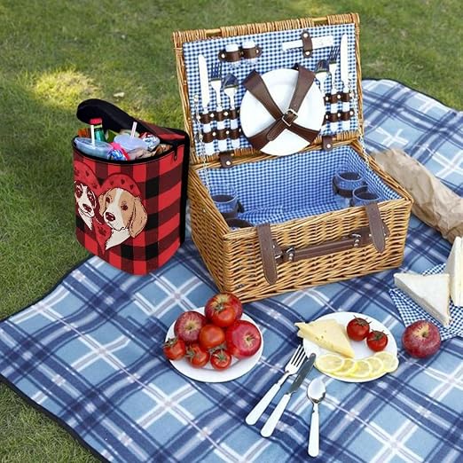 Dog Paw Scottish Tartan Print Car Trash Can with Lid, Leak Proof Auto Trash Bag Hanging Vehicle Garbage Can Multipurpose Storage Container for Back Seat Road Trip