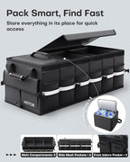 Car Trunk Organizer - Trunk Organizer for SUV with Removable Cooler Bag, Foldable Cover, 3 Compartment Car Storage Essential Car Accessories for Truck, Van & Sedan, Black, 33.1" x 12.6" x 11.0"