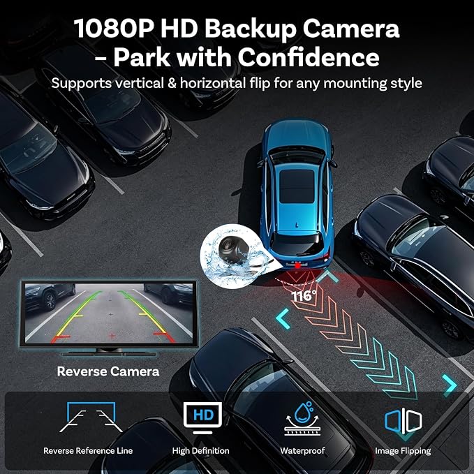 OTTOCAST ScreenFlow 11.4" Wireless Apple CarPlay & Android Auto Screen | Pre-installed Netflix/YouTube, HD Split-Screen, 1080P Backup Camera, Dual WiFi & Bluetooth | Universal for Car/SUV/Truck