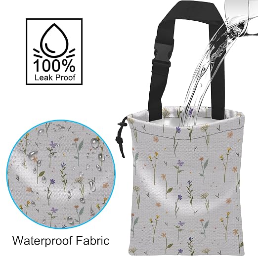 Car Trash Bag Wildflowers Car Garbage Bag Hanging Car Trash Can for Back Seat with Drawstring