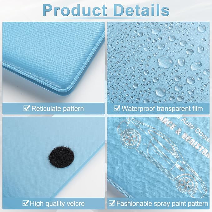 Car Registration and Insurance Card Holder, Vehicle Glove Box Car Organizer, Interior Car Accessories for Documents, Cards, License - 2 Pack