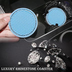 4PCS Bling Cup Holder Coaster, 2.75 Inch Auto Car Cup Holder Insert Coasters, Soft Silicone Anti-Slip Shockproof, Universal Vehicle Interior Accessories for Women Girls (Light Blue & White)