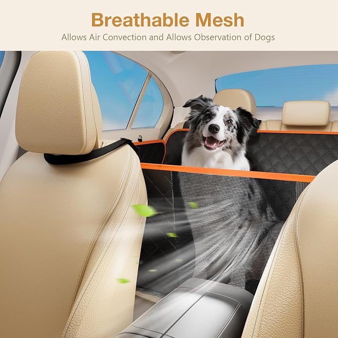 Dog Car Seat Cover for Back Seat, Back Seat Extender for Dogs 52 * 24.4in, Foldable in The Car, Hard PVC Panels Bottom Support to 330 lbs, for Cars/Mid-Size SUV/Small Truck