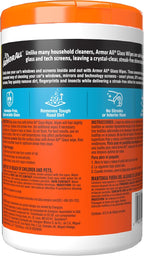 Car Glass Wipes, Auto Glass Cleaner, 90 Count | Ammonia-free window cleaner wipes safe on tinted glass; remove filmy residue, fingerprints, and bugs