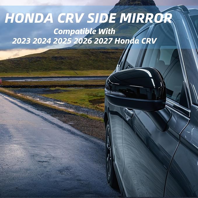 Passenger Side Mirror Compatible With 2023 2024 2025 2026 2027 Honda CRV With Power Glass Heated Turn Signal Light Blind Spot Light Manual Folding 8-Pins Black
