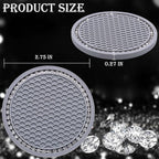 2PCS Bling Cup Holder Coaster, 2.75 Inch Auto Car Cup Holder Insert Coasters, Soft Silicone Anti-Slip Shockproof, Universal Vehicle Interior Accessories for Women Girls (Gray & White)