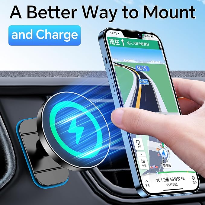 for Magsafe Car Mount Charger【100% Stable】15W Magsafe Car Charger Magnetic Phone Holders for Your Car Accessories for Women Men Car Phone Holder Wireless Car Charger for iPhone 17 16 15 14 13