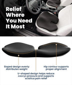 Car Seat Cushion for Driving - Orthopedic Car Cushion for Office, Travel, Gaming Chair Memory Foam Driver Booster for Short People, Non-Slip, Washable Cover, Back & Sciatica Relief