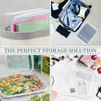 3 Pack Clear Hard Shell Zipper Case, Clear Zipper Pouches Waterproof Makeup Organizer & Travel Toiletry Bag, Diaper Bag Organizer Pouches, Plastic Pouch for Office Home Storage, Large Size