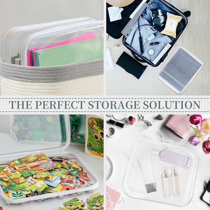 3 Pack Clear Hard Shell Zipper Case, Clear Zipper Pouches Waterproof Makeup Organizer & Travel Toiletry Bag, Diaper Bag Organizer Pouches, Plastic Pouch for Office Home Storage, Large Size