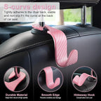 Car Purse Hook, Headrest Hook for Car, 4 Pack Universal Auto Car Seat Headrest Hook Hangers Organizer for Purse Coat Umbrellas Grocery Bags Handbag, Car Accessories - Carbon Fiber Pink