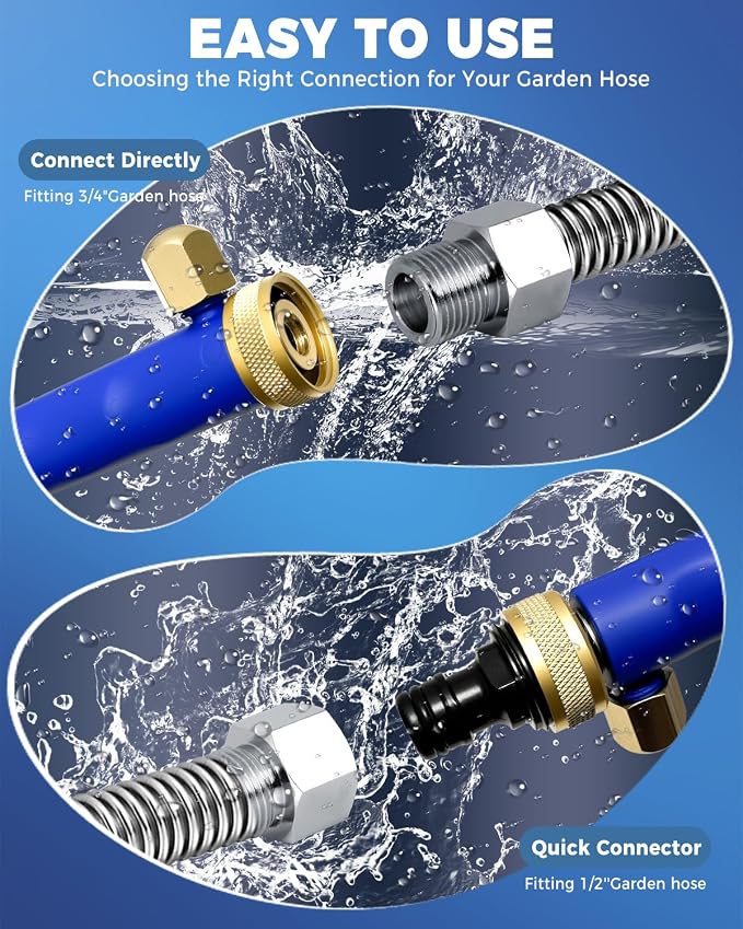 Jet Nozzle Power Washer for Garden Hose, 2-In-1 High Pressure Wand With 2 Different Nozzles and Quick Connect Flexible Wand Lance Hydro Jet Water Hose Nozzle for Gutter Patio Car Pet Window Blue
