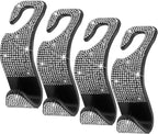 4 Packs Car Purse Hook, Bling Seat Headrest Bag Holder Hanger for Car, Easy Install Car Organizer Accessories Gift for Women (Silvery)