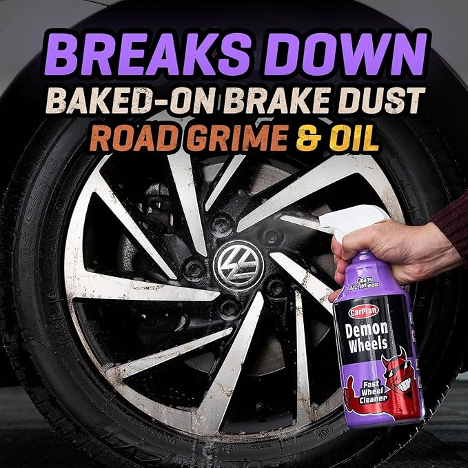Demon Car Wash Kit - 7 Piece Set Includes Car Wash Soap, Wheel Cleaner, Tire Shine, Interior Cleaner, Demon Shine, Air Freshener & Sponge