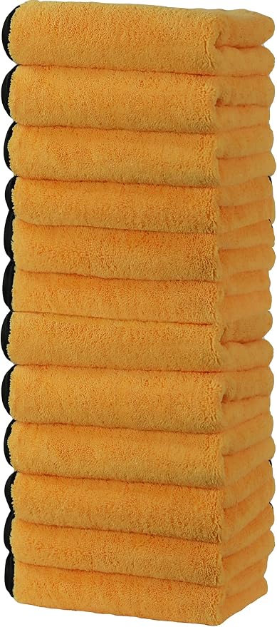 Professional Grade Microfiber Towels for Car, 16" x 16", 12 Pack, 440 GSM