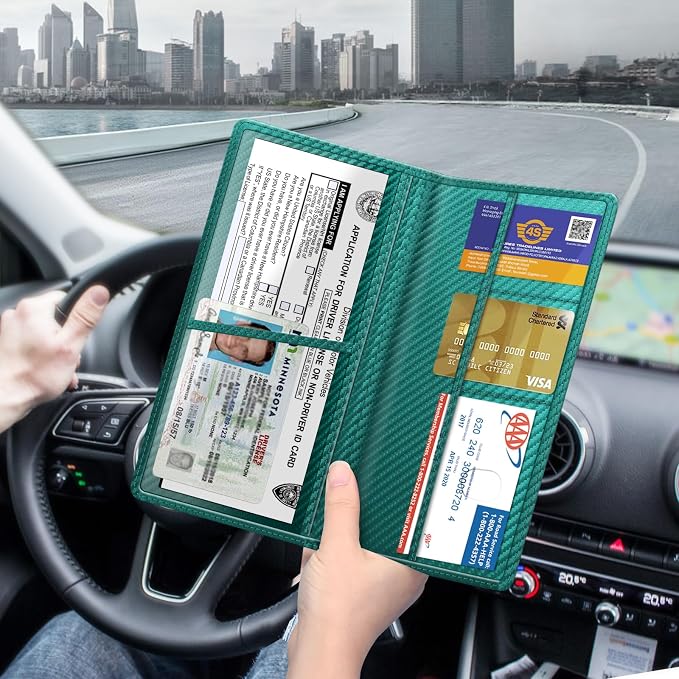 Car Registration and Insurance Card Holder, Vehicle Glove Box Card Organizer Wallet Automobile Accessories for License