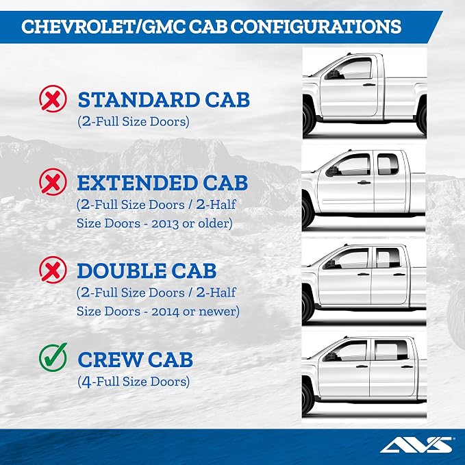 Auto Ventshade [AVS] Low Profile Rain Guards For 2019-2025 Chevrolet Silverado-GMC Sierra 1500; 20-25 Silverado/Sierra 2500HD/3500HD, CREW CAB ONLY | Window Vent Visors, 4 pcs. - Dark Smoke | 894075