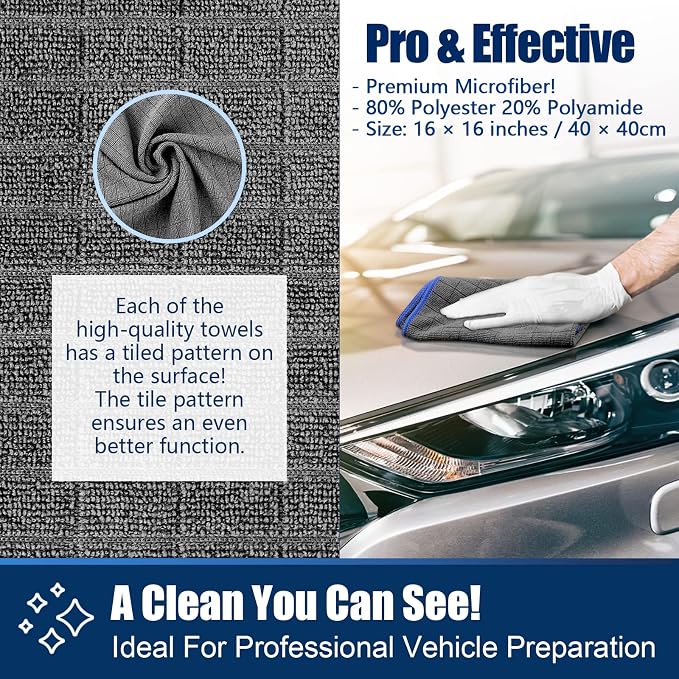 Airlab Glass Polishing Cloth Streak Free Miracle Cleaning Cloth Lint Free Microfiber Cleaning Rags for Glasses Kitchen Dish Mirrors Easy Clean, Pack of 8, 16" x 16", Grey-Navy Blue