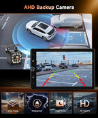 10.4'' Single Din Car Stereo with Wireless CarPlay Android Auto, HD Rotation Touchscreen Radio with Bluetooth, USB, Mirror Link, SWC, Car Play, FM/RDS Radio, Backup Camera